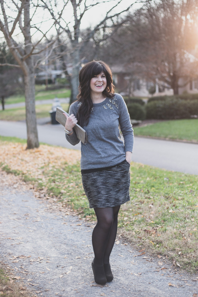 business casual, christmas party attire, what to wear to a business casual party, what to wear to a christmas party, knoxville fashion blogger, knoxville blogger, christmas party outfit, the limited, the loft, jeweled sweater