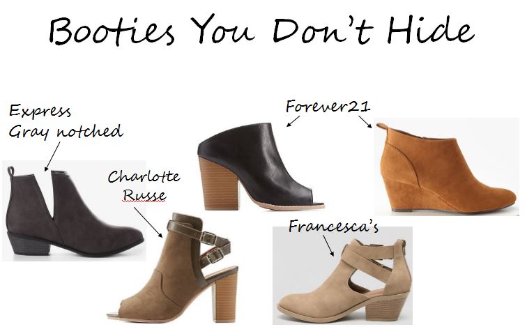 forever21, charlotte russe, francesca's, express, booties, shoes, west town mall, spring shoes