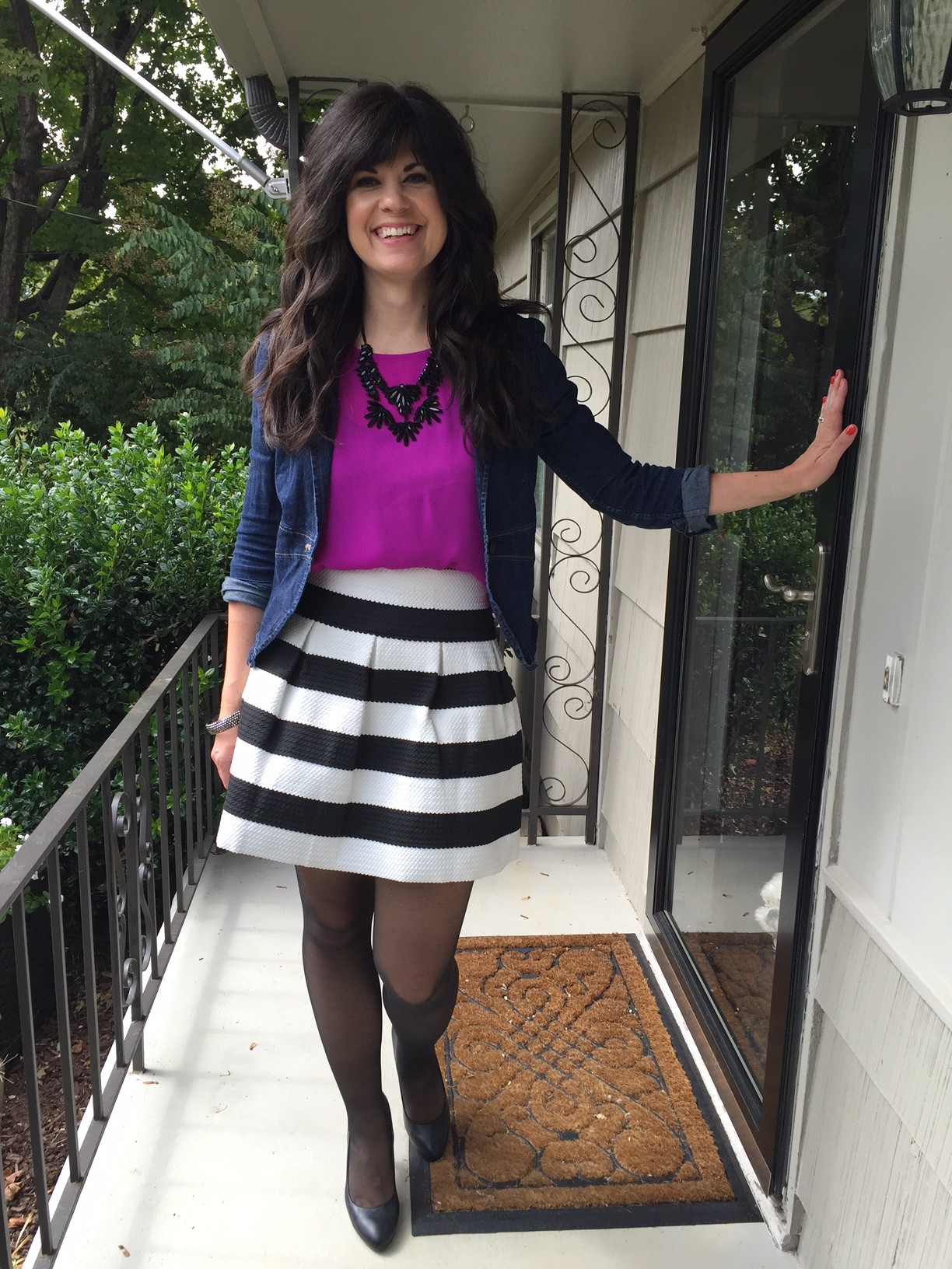 Striped Skirt and Jean Jacket – the Spiff