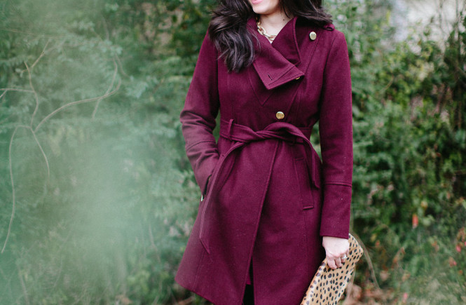 guess burgundy coat